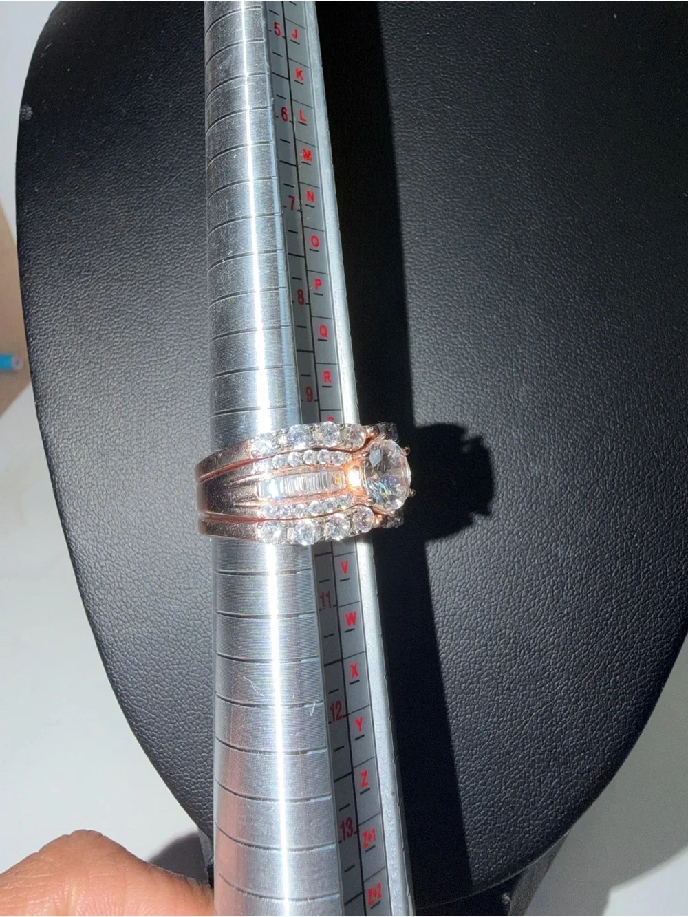 SETA Signed 925 Sterling Silver Rose Gold Plated 3-Piece Bridal Ring Set size 10